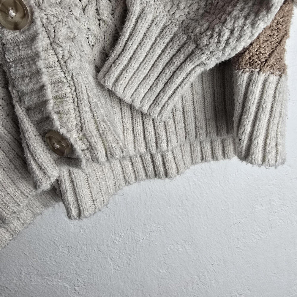 American Eagle Beige Cropped Patchwork Cardigan S… - image 6